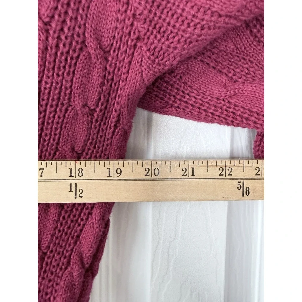 Petite Sophisticate Red/green TENNIS GOLF sweater V-neck Cable Knit SZ M‎ Preppy